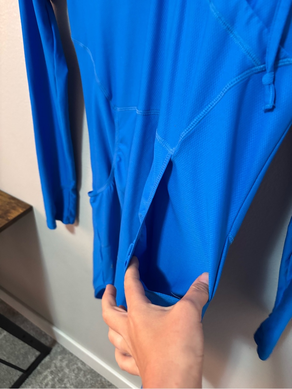 Athleta Blue Long-Sleeve Hooded Athletic Dress - Picture 4 of 5